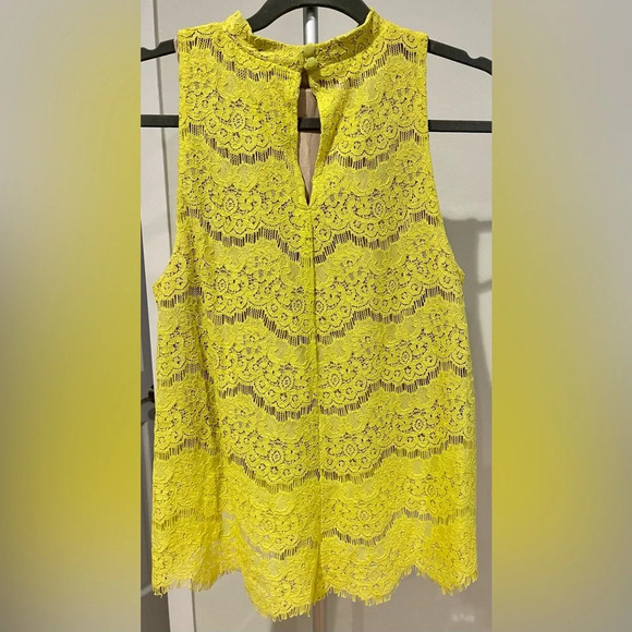 Women’s Pins And Needles Neon Yellow Tank With Lace Overlay Size large. - Picture 2 of 6